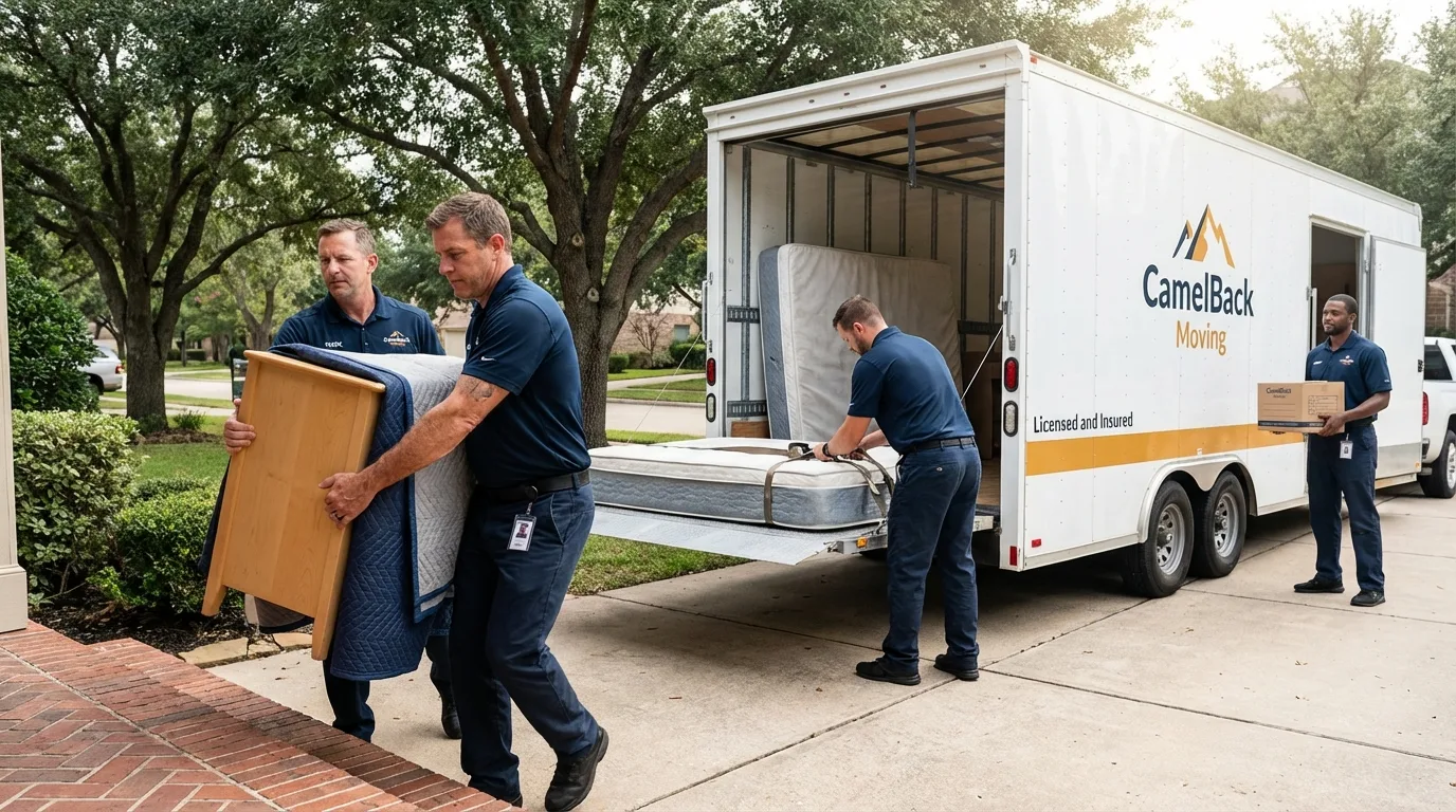 Crew loading residential truck for cross-state move from Prince Frederick, MD