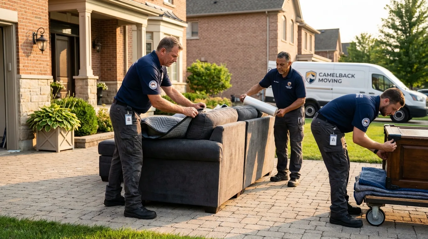 Large estate moving crew wrapping furniture in Prince Frederick, MD